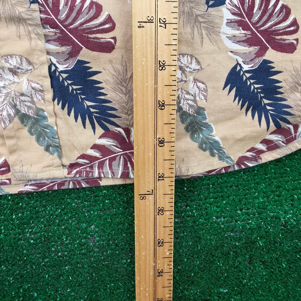 Natural Issue Hawaiian Shirt Mens 2XL Tan Tropical Leaf Print Cotton Aloha - Picture 6 of 8